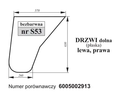 Szyba drzwi dolna bezbarwna do Renault 6005002913 27432