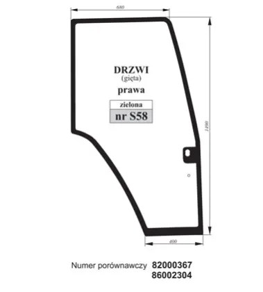 Szyba drzwi prawa Fiat 82000367 86002304 27436