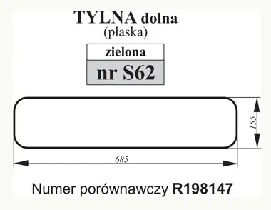 Szyba dolna zielona do John Deere R198147 27439