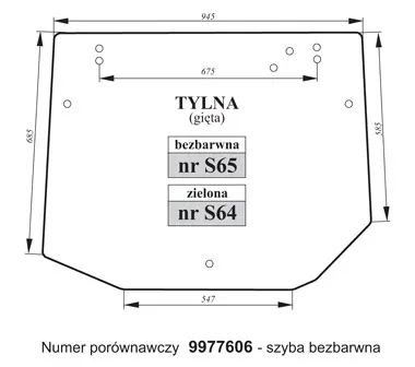 Szyba tylna zielona do Landini 27441