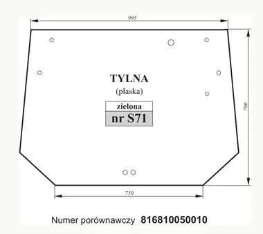 Szyba tylna zielona do Fendt Farmer 200,300 27446