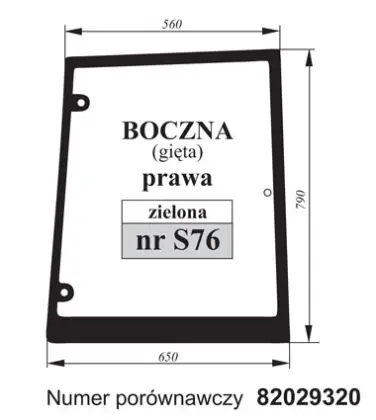 Szyba boczna prawa do Case 82029320 27451