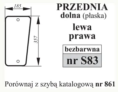 Szyba przednia dolna do Fendt 275S 27456
