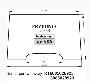 Szyba przednia do John Deere 6005028923 27459