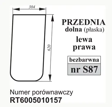 Szyba przednia dolna do John Deere 6005010157 27460