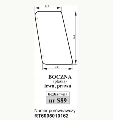 Szyba boczna John Deere T6005010162 27462