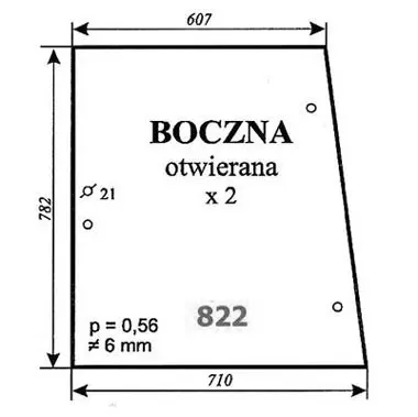Szyba boczna otwierana do Ursus 1634 kabina Kunów 27752